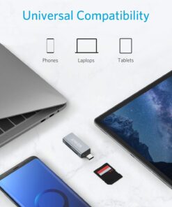 Anker SD Card Reader, 2-in-1 USB C Memory Card Reader for SDXC, SDHC, SD, MMC, RS-MMC, Micro SDXC, Micro SD, Micro SDHC Card, and UHS-I Cards 25 71oU9tev8XL
