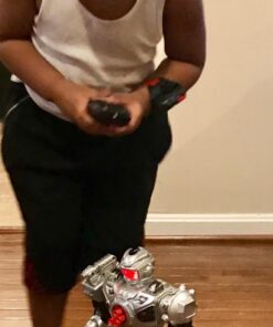 Think Gizmos Large Remote Control Robot for Kids – Superb Fun Toy RC Robot – Remote Control Toy Shoots Missiles, Walks, Talks & Dances (10 Functions) (Silver) Silver 35 71oUNiYFZKL