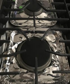 (50 Pack) Disposable Gas Burner Liners, Aluminum Foil Square Stove Burner Covers, Range Protectors, Stove Top Covers for Gas Burners, Foil Liners to Catch Grease & Food Spills 8.5x8.5 1 28 71oUleO2MsL