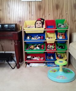Humble Crew, Natural/Primary Kids' Toy Storage Organizer with 12 Plastic Bins, 34*35*15.5inch 57 71oW01g7XL