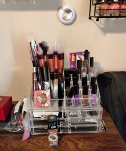 Ikee Design Clear Acrylic Makeup Organizer, Elegant Makeup Storage Organizer for a Stylish Vanity, Bathroom, or Dresser Décor, Clear Design for Easy Visibility and Quick Access 1) 1 Top 4 Drawers 60 71oWQJDdBL