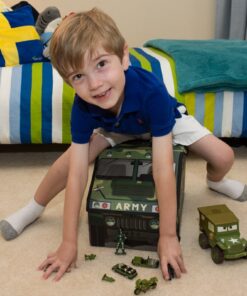 Clever Creations Kids Collapsible Storage Organizer and Ottoman, Perfect Vehicle Themed Toy Chest for Storing Books, Shoes, Games and More, Camo Truck 11 71oY7AQLRCL