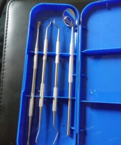 Dental Hygiene Kit - Calculus & Plaque Remover Dental Tool Set - Stainless Steel Tarter Scraper, Tooth Pick, and Mouth Mirror - Dentist Instrument Set for Teeth Cleaning (Blue) Blue 58 71oYOwIUK L