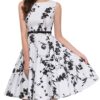 GRACE KARIN Boatneck Sleeveless Vintage Tea Dress with Belt X-Small Floral-11