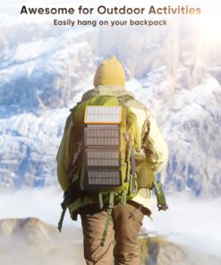 Hiluckey Solar Charger 25000mAh, Outdoor USB C Portable Power Bank with 4 Solar Panels, 3A Fast Charge External Battery Pack with 3 USB Outputs Compatible with Smartphones, Tablets, etc. Orange 39 71obpwyopNL