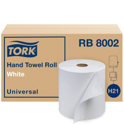 Tork Hand Towel Roll White H21, Universal, 100% Recycled Fiber, 6 Rolls x 800 ft, RB8002 800 Foot (Pack of 6)