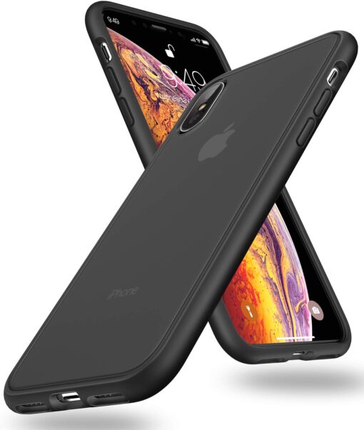 Humixx Shockproof Series iPhone Xs/X Case Cover [Military Grade Drop Tested] [Upgraded Nano Material] Translucent Matte Case with Soft TPU Bumper, Protective Case for Apple iPhone Xs - Black