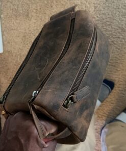 KOMALC Premium Buffalo Leather Unisex Toiletry Bag Travel Dopp Kit Distressed Tan 56 71oeQ7r38QL