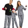 Ekouaer Matching Family Christmas Pajama Sets Womens Mens Kids Pjs Long Sleeve Sleepwear Holiday Lounge Sets Men XX-Large Black White-buffalo Plaid 8 71oeebb30L