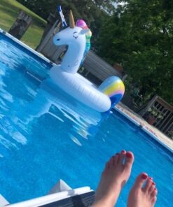 dreambuilderToy Giant Inflatable Unicorn Pool Float, 9 Feet Long , Unicorn Pool Float Floatie Ride On Large raft Summer Beach Pool Party Lounge for Kids and Adults (Unicorn Float) 31 71oejNtDTNL
