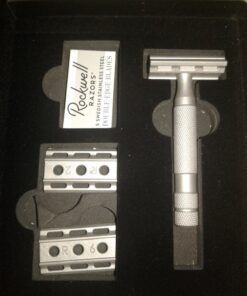 ROCKWELL RAZORS 6S Stainless Steel Double-Edge Safety Razor with 6 Adjustable Shave Settings and 5 Blades, 8 Piece Set, Silver 55 71oeyRYJsLL