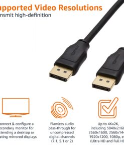 Amazon Basics DisplayPort to DisplayPort 1.2 Cable with 4K@60Hz, 2K@165Hz, 2K@144Hz Video Resolution - 3 Feet, for Personal Computer 1-Pack 11 71ofrGhOICL