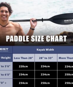 Best Marine and Outdoors Kayak Paddle, Carbon Fiber Shaft & Fiberglass Reinforced Polypropylene Blades, 220cm, 234cm, 250cm, Lightweight Kayak Paddles for Adults, Kayak Oar & Accessories Black 234.0 Centimeters 18 71ofzCWhdlL
