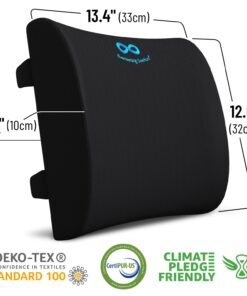 Everlasting Comfort The Original Lumbar Support Pillow - Improves Posture, Promotes Back Pain Relief - Superior Office Chair Back Support for Gaming and Desk Chairs - Lumbar Pillow for Car, Couch Black 28 71ohCPXdWuL