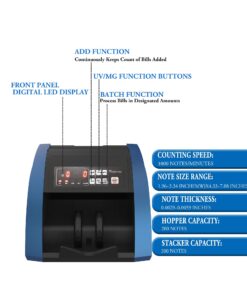 CARNATION USA Bill Money Counter with UV and Magnetic Counterfeit Detection - with Free Counterfeit Detector Pens 13 71oieqH49JL
