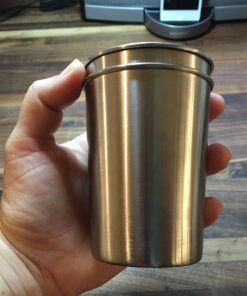 Stainless Steel Cups 10 oz Tumbler (4 Pack) - Premium Metal Drinking Glasses | Stackable Durable Cup (10 oz) 10 oz - Steel 44 71oizlu6EvL