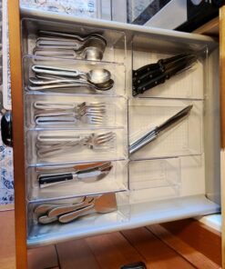 Vtopmart 25 PCS Clear Plastic Drawer Organizers Set, 4-Size Versatile Bathroom and Vanity Drawer Organizer Trays, Storage Bins for Makeup, Bedroom, Kitchen Gadgets Utensils and Office 54 71ojIyjfuuL