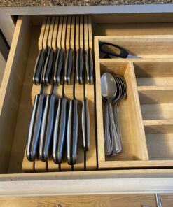 Bambüsi In-Drawer Knife Block - Bamboo Knife Drawer Organizer for Kitchen | Fits 5 Long + 6 Short Knives | Store Knives with Blades Pointing Down - Wooden Steak knife Holder without Knives Natural 33 71ojtVlviyL