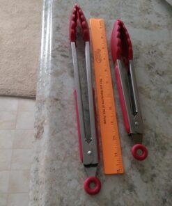 StarPack Basics Silicone Kitchen Tongs (9-Inch & 12-Inch) - Stainless Steel with Non-Stick Silicone Tips, High Heat Resistant to 480°F, For Cooking, Serving, Grill, BBQ & Salad (Cherry Red) Basic (Heat Resistant 480°F) Cherry Red 33 71okb1Q9TYL