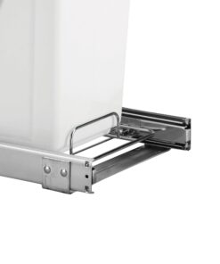 Household Essentials Glidez Chrome-Plated Steel Pull-Out/Slide-Out Discreet Single 9 Gallon Plastic Trash Can for Under Cabinet Use - Fits Standard Size Cabinet, Chrome and White 9 Gallon - Single Trash Can 26 71olK80j 9L