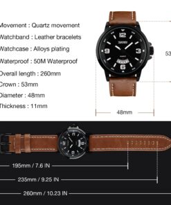 cofuo Mens Fashion Dress Analog Quartz Watch with Brown Leather Band Unique Big Face Number Retro Casual Wrist Watches Classic Business Waterproof Wristwatch Calendar Date Week - Black Brown 26 71olfCuraL