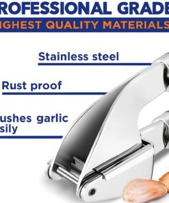 ORBLUE Garlic Press Stainless Steel - Premium Professional Grade Garlic Mincer, Crusher & Peeler Set - Easy Clean, Dishwasher Safe & Rust-proof Ageless Silver 22 71oo8lbVECL