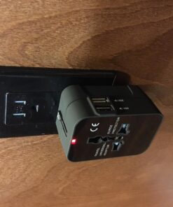 Travel Adapter, JOOMFEEN Worldwide All in One Universal Power Wall Charger AC Power Plug Adapter with Dual USB Charging Ports for USA EU UK AUS Cell Phone Laptop (Black) Black 61 71ooH 4VuLL