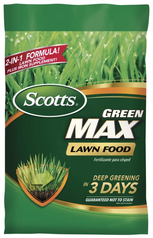 Scotts Green Max Lawn Food, Lawn Fertilizer Plus Iron Supplement for Greener Grass, 5,000 sq. ft., 16.67 lbs. 5,000 sq. ft. Standard