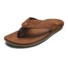 OLUKAI Nui Men's Beach Sandals, Full Grain Leather Flip-Flop Slides, Compression Molded Footbed & Ultra-Soft Comfort Fit 7 Rum/Rum 14 71ooZBnllOL