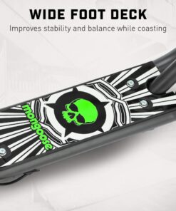 Mongoose Expo Youth Kick Scooter, Suggested for Riders with Ages 6 to 9 Years Old, Max. Weight of 175 lbs., Front and Rear Caliper Brakes, Rear Axle Pegs, 12-Inch Inflatable Wheels Green/Grey 27 71opZKS8OL