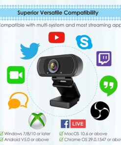 ToLuLu 1080P Webcam with Microphone, HD Webcam Web Camera with Tripod Stand, Widescreen USB Computer Camera, Streaming Mic Webcam for Online Calling/Conferencing, Zoom/Facetime/YouTube Laptop Desktop 36 71oq2bmvZjS
