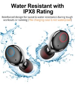 kurdene Bluetooth Wireless Earbuds, S8 Deep Bass Sound 38H Playtime IPX8 Waterproof Earphones Call Clear with Microphone in-Ear Bluetooth Headphones Comfortable for iPhone, Android Small Black 25 71oq9YBy3L