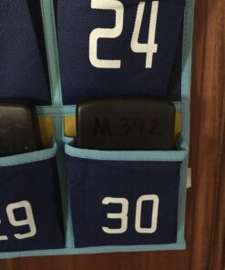 MISSLO Classroom Cell Phone Calculator Holder Numbered 30 Pockets Chart Hanging Wall Door Storage Organizer (Blue) 42 71oqeoKgIDL