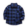 OCHENTA Little Big Boys' Girls' & Men's Plaid Flannel Button Down Shirt Family Matching Tops 7-8 Years E005 Blue Black