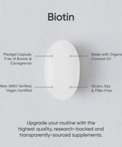 Sports Research Vegan Biotin 10,000mcg with Coconut Oil - Max Strength Biotin Vitamin B7 for Skin and Keratin Support - Non-GMO & Gluten Free, 120 Softgels (4 Month Supply) 120 Count (Pack of 1) 32 71otBXjD1vL 4