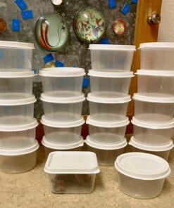 Greenco Mini Containers with Lids 20 Pack, 2 oz Containers with Lids - Small Plastic Storage Condiment Containers with Lids - Baby Food Containers, Snacks, Sauces, Candy - Freezer & Dishwasher Safe Square 39 71owdUkEoPL