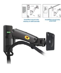 Alternative view of NB North Bayou TV Monitor Wall Mount Bracket Full Motion Articulating Swivel for 17-27 Inch Monitors with Gas Spring (Black Single Extension) F120-B Black