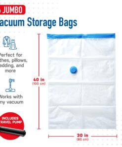 Spacesaver's Space Bags Vacuum Storage Bags (Jumbo Vacuum Storage Bags 6-Pk) Save 80% Space - Vacuum Bags for Comforters and Blankets, Bedding, Compression Seal for Closet Storage - Pump for Travel 6 Pack Jumbo 32 71oyLlaNAL