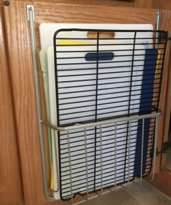 Spectrum Diversified Ashley Cookie Sheet Organizer, Cutting Board Holder, Bakeware Organizer, Over the Cabinet Door, Satin Nickel Large Over The Cabinet Cutting Board & Bakeware Holder 33 71oz18xUBrL