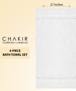 Chakir Turkish Linens 100% Cotton Premium Turkish Towels for Bathroom | 27'' x 54'' (4-Piece Bath Towels - White) 4-Piece Bath Towels 34 71oz2RYvVFL