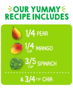 HAPPYTOT Organics Super Foods Stage 4, Pears, Mangos and Spinach + Super Chia, 4.22 Ounce Pouch (Pack of 16) packaging may vary Pack of 16 10 71ozd6YgLYL