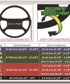 AULLY PARK Universal Car Steering Wheel Cover Genuine Leather Stitch On Wrap (Size L, Red and Black) 8 71p1AbQYybL