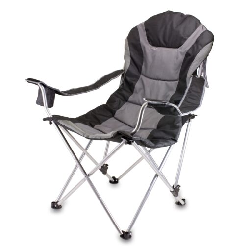 ONIVA - a Picnic Time brand Reclining Camp Chair, Beach Chair for Adults, Sports Chair with Carry Bag Black/Gray