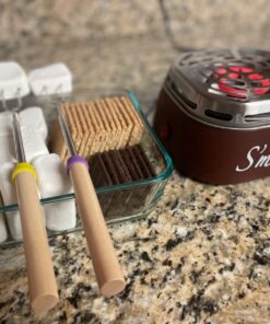Nostalgia Tabletop Indoor Electric S'mores Maker - Smores Kit With Marshmallow Roasting Sticks and 4 Trays for Graham Crackers, Chocolate, and Marshmallows - Movie Night Supplies - Brown S'mores Maker Brown 30 71p3DxfhTBL