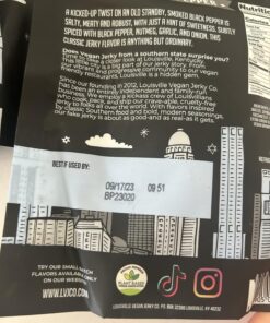 Louisville Vegan Jerky - Smoked Black Pepper, Vegetarian & Vegan-Friendly Jerky, 21 Grams of Non-GMO Soy Protein, 240 Calories Per Bag, Gluten-Free Ingredients (3 oz) 3 Ounce (Pack of 1) 19 71p3VwEMxYL