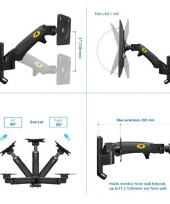NB North Bayou TV Monitor Wall Mount Bracket Full Motion Articulating Swivel for 17-27 Inch Monitors with Gas Spring (Black Single Extension) F120-B Black 28 71p4CGp9i6L