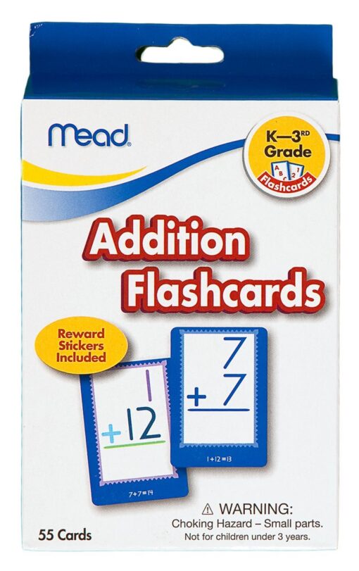 Mead Flashcards, Addition, Grades K-3, 3.62 x 5.25 Inches, 55 Cards (63120)