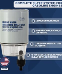 Alternative view of Five Oceans Fuel Filter Water Separator with Clear Bowl, Replaces# S3213, 35-60494-1, 18-7932-1,18-17928,35-809097, for Marine Outboard Motor Mercury, Racor, Universal - FO3665 Filter with Bowl