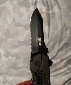 Smith & Wesson SWMP4LS 8.6in S.S. Assisted Folding Knife with 3.6in Serrated Clip Point Blade and Aluminum Handle for Outdoor Tactical Survival and EDC , Black 47 71p6nVrZfPL 1
