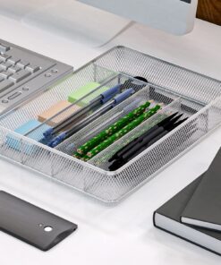 TQVAI Silverware Organizer, 5 Compartments Cutlery Drawer Organizer, Silverware Tray, Utensil Holder, Kitchen Drawer Divider, Flatware Organizer for Drawer, Silver, Silver S 19 71p73tHpR7L